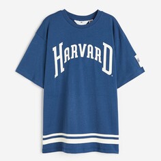 Футболка H&amp;M Kids Oversized Printed Harvard University, темно-синий H&M