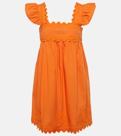 Мини-платье из хлопкового поплина JULIET DUNN, оранжевый
