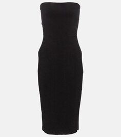 Платье миди из смесового джерси без бретелек NORMA KAMALI, черный