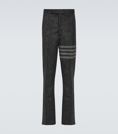 Шерстяные твидовые брюки 4-Bar Thom Browne, серый
