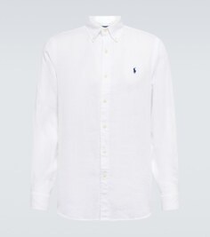 Льняная рубашка с вышивкой Polo Ralph Lauren, белый