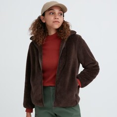 Толстовка Uniqlo Fluffy Fleece Zipped, темно-коричневый