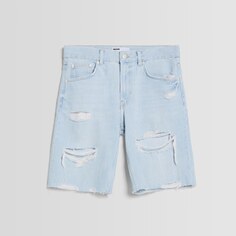 Джинсовые шорты Bershka Slim Fit Ripped Bermuda, голубой