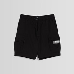 Шорты Bershka Cotton Cargo Bermuda, черный