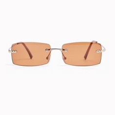 Солнцезащитные очки Bershka Rectangular No Frame, коричневый