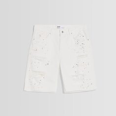Джинсовые шорты Bershka Ripped Bermuda With Paint Splatter, белый