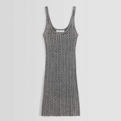 Платье Bershka Feffect Knit Strappy Mini, серый