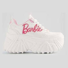 Кроссовки Bershka Barbie XL Platform, белый/розовый