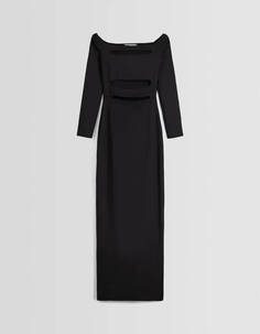 Платье Bershka Bardot Midi Dress, black
