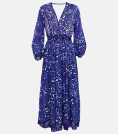 Платье миди Anabelle с цветочным принтом POUPETTE ST BARTH, синий