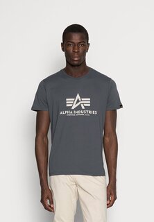 Футболка с принтом Alpha Industries, темно-серый