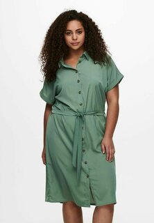 Платье-рубашка ONLY Carmakoma, зеленый меланж