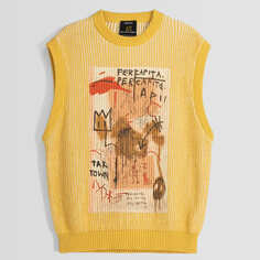 Жилет Bershka Jean-Michel Basquiat Print Knit, желтый