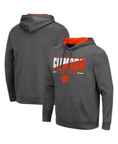 Мужская темно-серая толстовка с капюшоном clemson tigers slash stack 2.0 pullover Colosseum, мульти