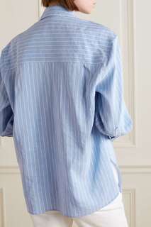 VINCE Холщовая рубашка в полоску, светло-синий