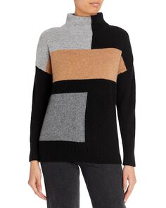 Кашемировый свитер с цветными блоками и вырезом-воронкой — 100% эксклюзив C by Bloomingdale&apos;s Cashmere
