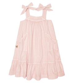 Платье Clover Utility из хлопка и льна Zimmermann Kids, розовый