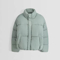 Куртка Bershka Puffer, светло-бирюзовый