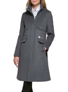 Пальто Шерстяное Karl Lagerfeld Paris с воротником-стойкой, medium grey