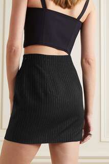 ALESSANDRA RICH Мини-юбка в полоску с эффектом металлик из смесовой шерсти, черный