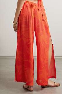 ETRO Укороченные широкие брюки из крепа с принтом, апельсин