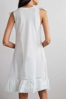 LORETTA CAPONI Desiree хлопковая ночная рубашка с вышивкой бродери англез и оборками, белый