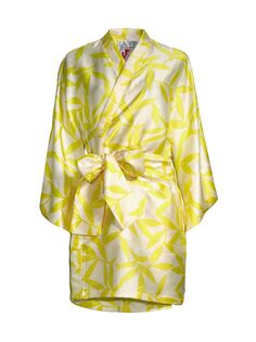 Мини-платье с запахом и цветочным принтом La Vie Style House, желтый