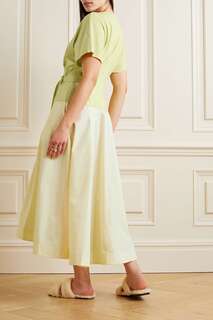 3.1 PHILLIP LIM Платье миди из хлопкового джерси и плиссированного поплина из смесового хлопка, желтый