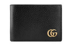 Бумажник Gucci GG Marmont Bifold из фактурной телячьей кожи, черный
