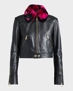 Укороченная куртка из искусственной кожи Versace Jeans Couture