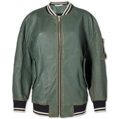 Куртка-бомбер Palm Angels Sunset Leather, зеленый