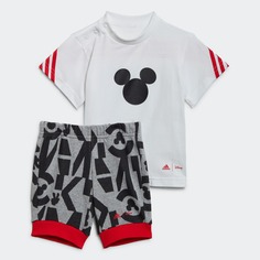 Комплект: футболка и шорты adidas x Disney Mickey Mouse, белый/серый/черный/красный