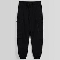 Брюки Bershka Slim Cargo Joggers, черный