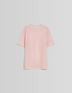 Сетчатая футболка свободного кроя с короткими рукавами, розовый Bershka