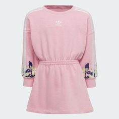 Платье Adidas Originals Flower Print Long Sleeve, розовый/мультиколор