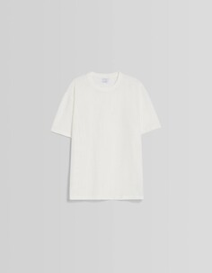 Сетчатая футболка свободного кроя с короткими рукавами, белый Bershka