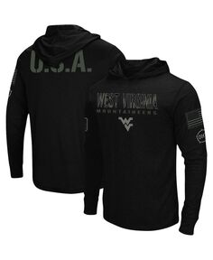 Мужская черная футболка с длинным рукавом с капюшоном west virginia mountaineers oht в стиле милитари Colosseum, черный