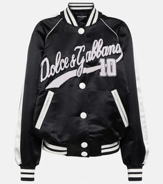 Атласная университетская куртка с логотипом DOLCE&amp;GABBANA, черный