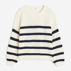 Свитер H&amp;M Kids Textured-knit, белый/черный H&M