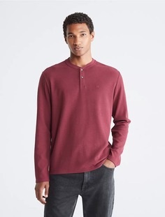 Футболка Calvin Klein Waffle Henley Crewneck, темно-красный