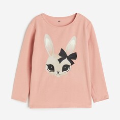 Лонгслив H&amp;M Kids Printed Jersey Rabbit, розовый H&M