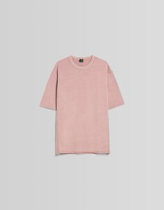 Выцветшая футболка с короткими рукавами, розовый Bershka