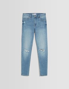 Джинсы Bershka Low waist skinny vintage, светло-голубой