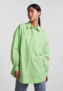 Рубашка Pieces с карманами на груди, ярко-белый/зеленый
