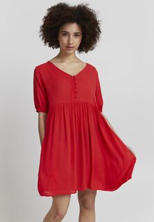 Платье-рубашка ICHI с глубоким вырезом, красный