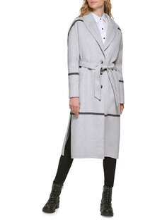 Пальто из смесовой шерсти с поясом Karl Lagerfeld Paris Grey