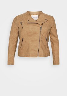 Куртка из искусственной кожи ONLY с карманом на груди Carmakoma, коричневый