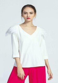 Блузка La Morena с перьями на плечах, белый