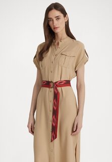 Платье-рубашка Lauren Ralph Lauren с коротким рукавом, бежевый
