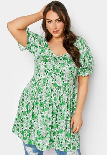 Блузка Yours Clothing с цветочным принтом, зеленый